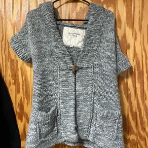 Abercrombie and fitch short sleeve cardigan with hood grey size medium